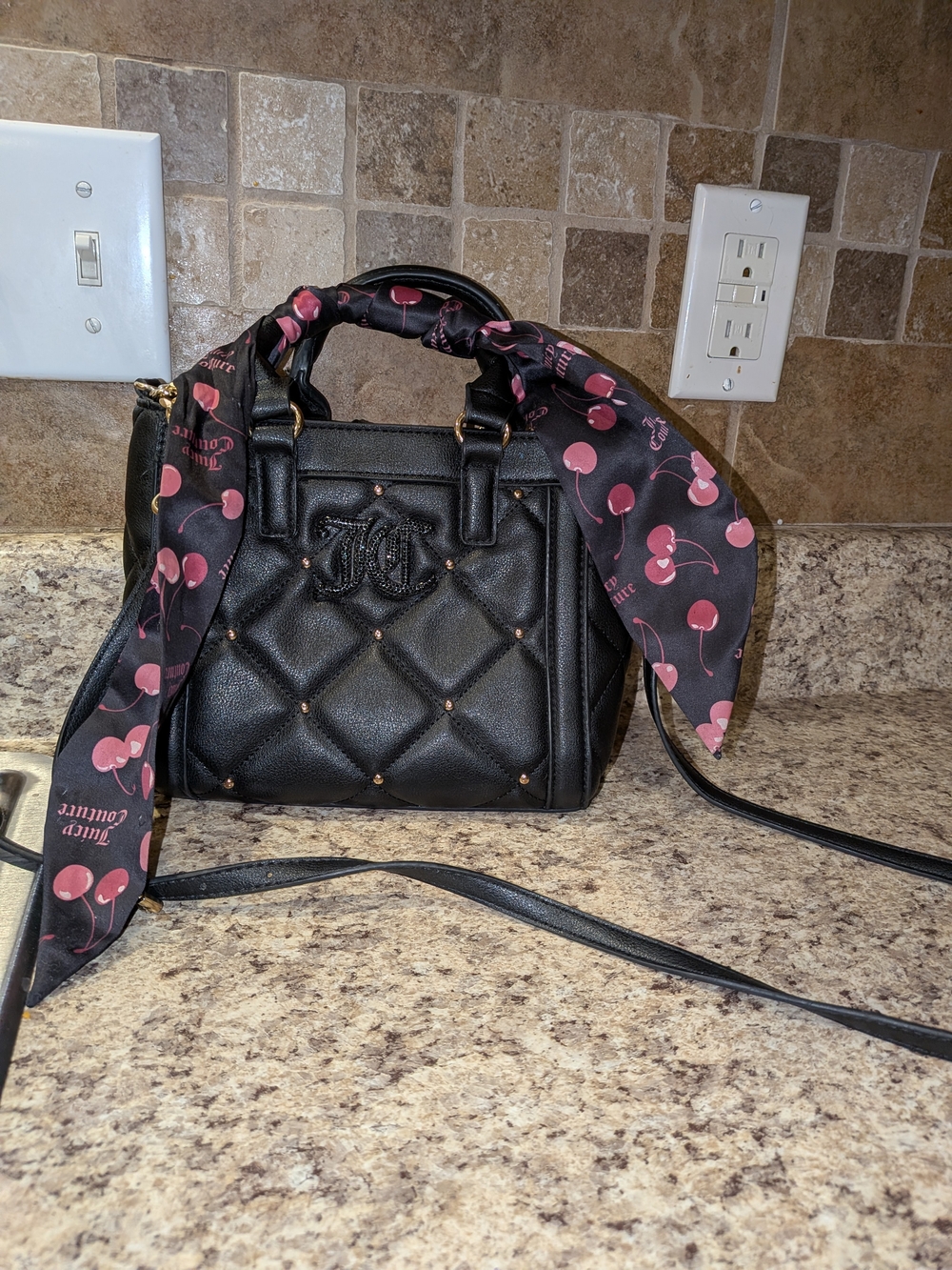 Juicy Couture "Holding The Line" Mini Crossbody Bag Black Cherry